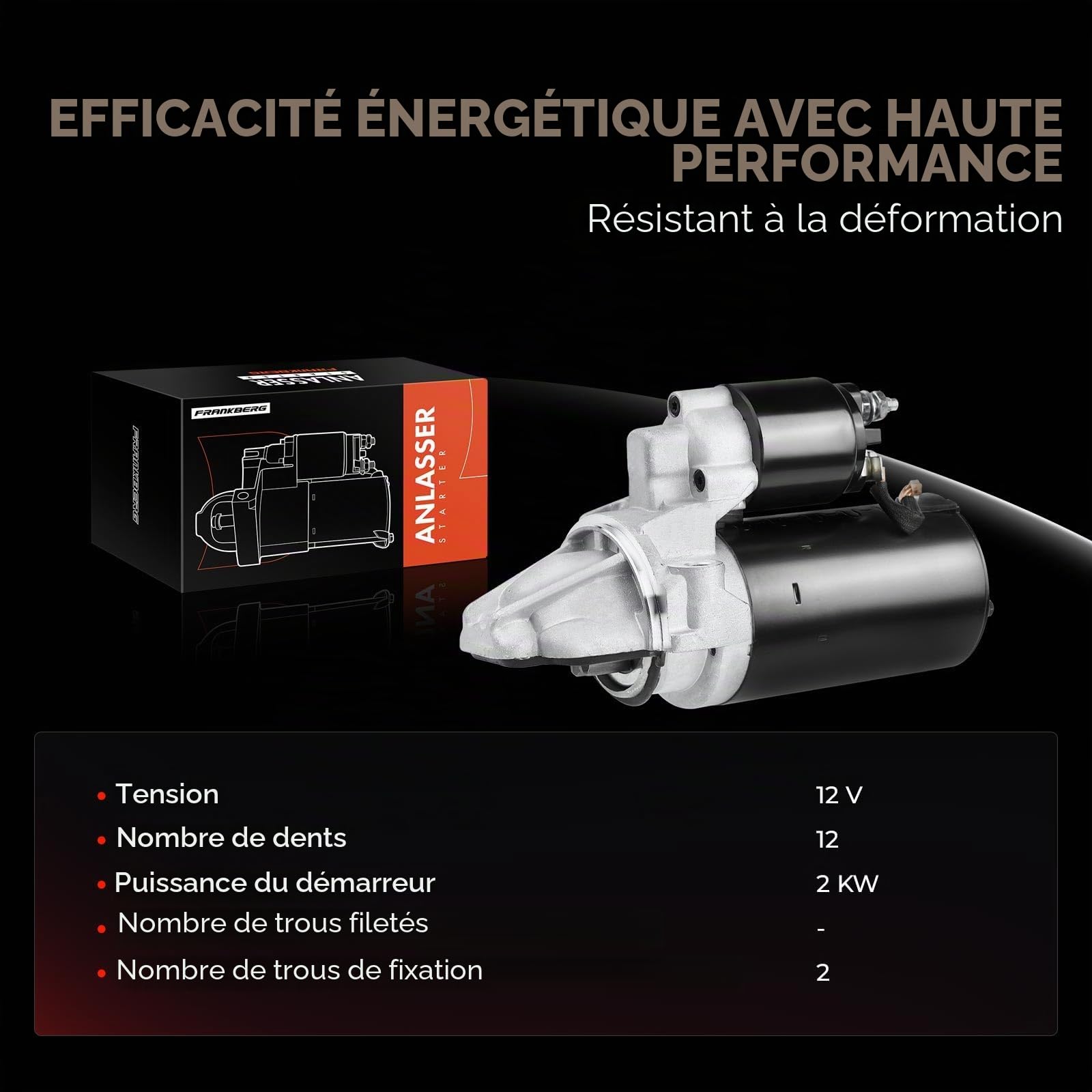 Frankberg Démarreur Compatible avec Jumper Bus 2006-Aujourd'hui Ducato Bus 250 2006-2010 Transit Bus FB FC FD FS FZ 2006-2014 Remplacer# 0001109324
