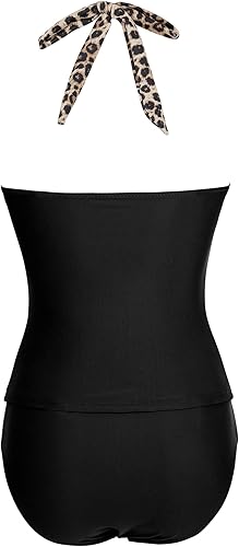 Miniatura 6 de SUUKSESS Traje de baño sexy halter tankini para mujer, adelgazante, control de abdomen, cintura alta, trajes de baño de 2 piezas