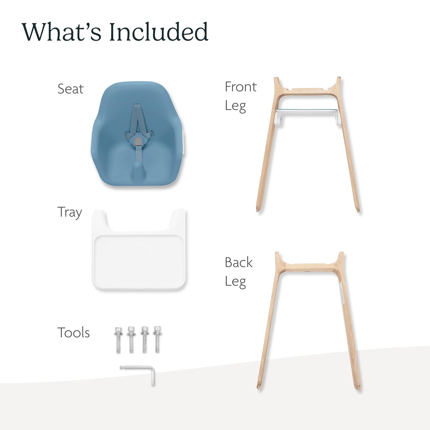 UPPAbaby Ciro High Chair/Sleek, Easy-to-Clean Design/Perfect-Fit Tray to Bring Baby to Table/Patent-Pending Harness/Dual-Position, 180-Degree Rotating Footrest/Caleb (Steel Blue/Rubberwood)