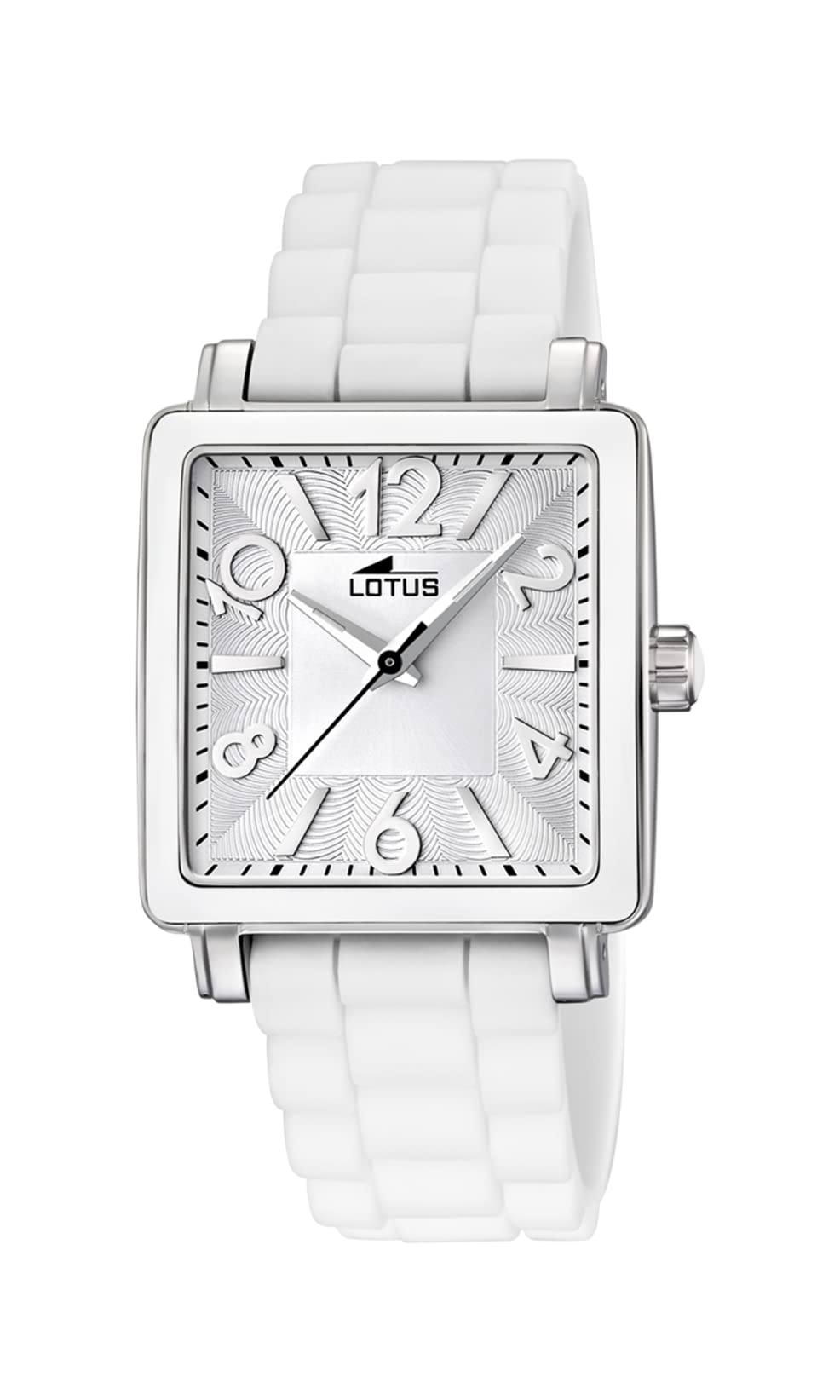 LOTUS Reloj Mujer 15741/1 Outlet Caja de Acero Inoxidable 316l Gris Plata Correa de Caucho Blanco