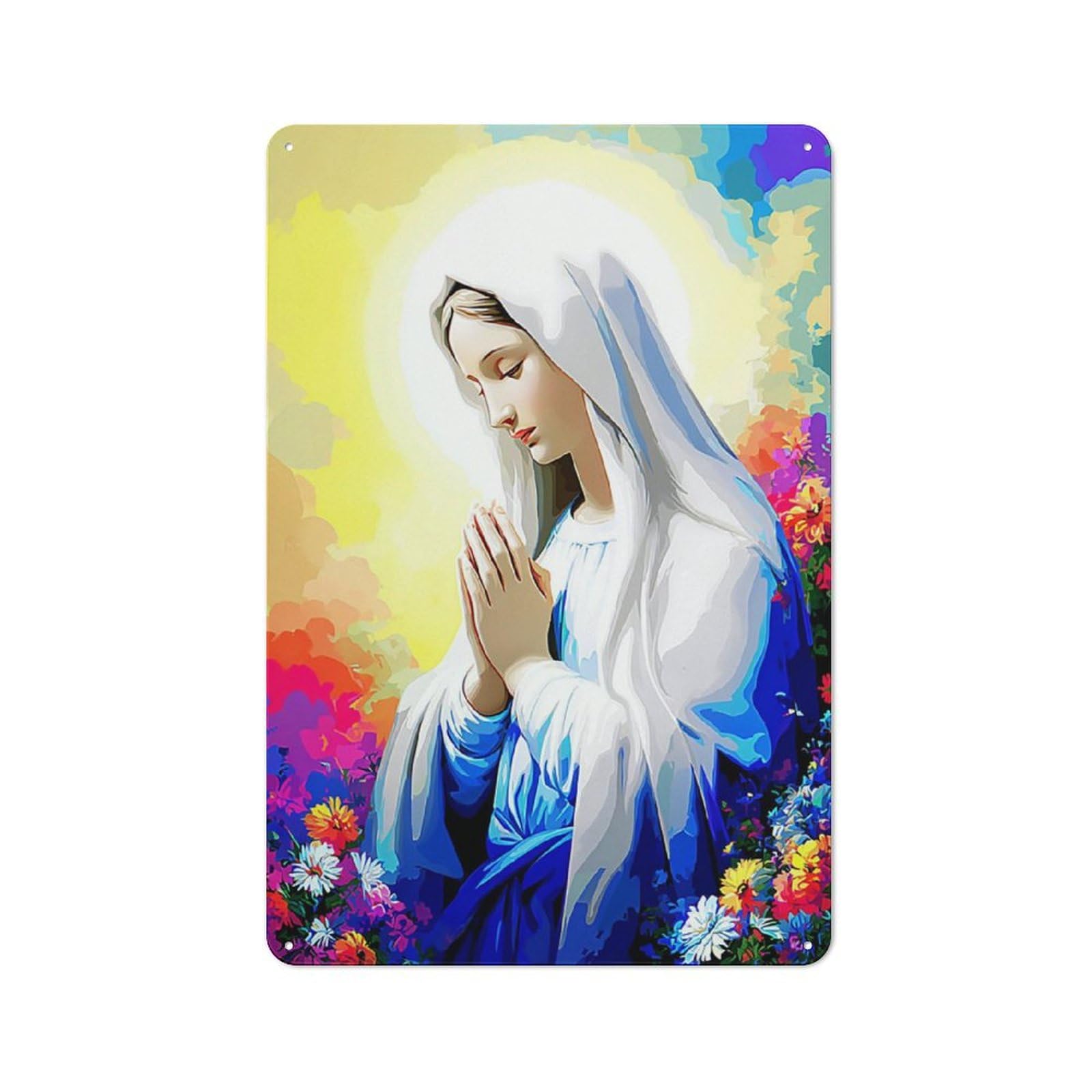Junmoney Prayerful Serenity Amidst Floral Splendor -1 Cafe Metal Sign 30X20cm, Shop Front Style Restaurant Wall Art For Takeaway, Bar, Kitchen Or Counter Area
