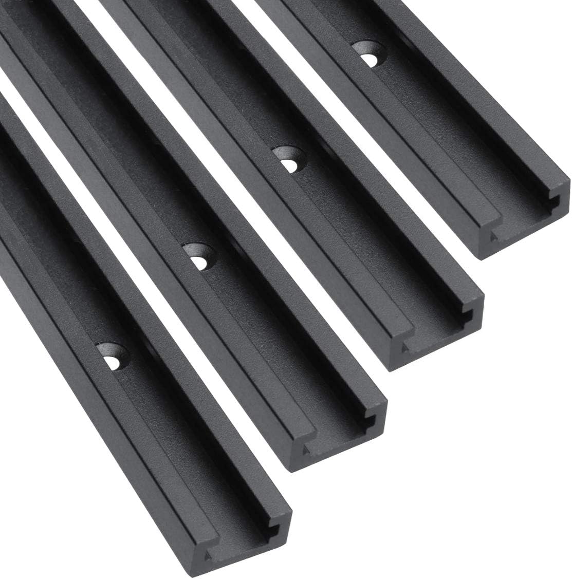 - Aluminum 36" T-Track for Woodworking –Double Cut Profile Universal with Predrilled Mounting Holes -Woodworking and Clamps-Fine Sandblast Black Anodized 4PK