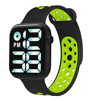 Time Up LED Digital Dial Display Waterproof Smart Design Dual Color Kids Watch for Boys & Girls (Age 5-15 Years)-WRT-X (Black-Green)