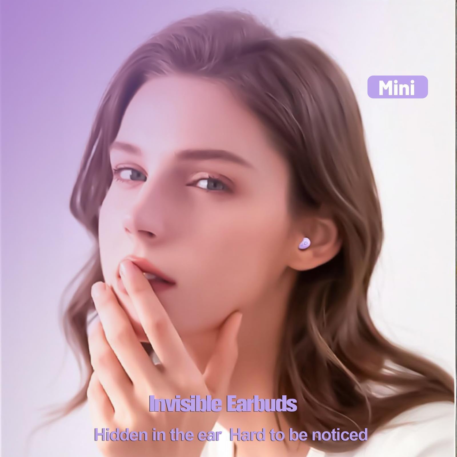 Xmenha Pequeños auriculares invisibles con Bluetooth inalámbricos ocultos para orejas pequeñas, pequeños auriculares ocultos para dormir de lado, auriculares invisibles para dormir, tono de piel