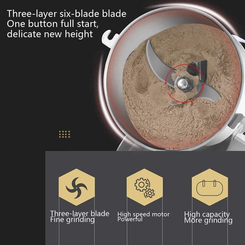 Molinillo de grano eléctrico, molinillo de café oscilante de acero inoxidable de calidad alimentaria, 12500g, 500W, para cocina casera
