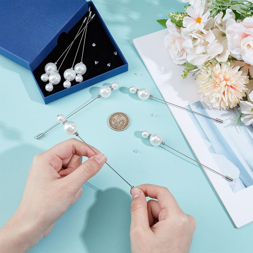 8 Hutnadeln Mit Perlen - Vintage Broschen Für Cowboyhüte & Schals - 125mm