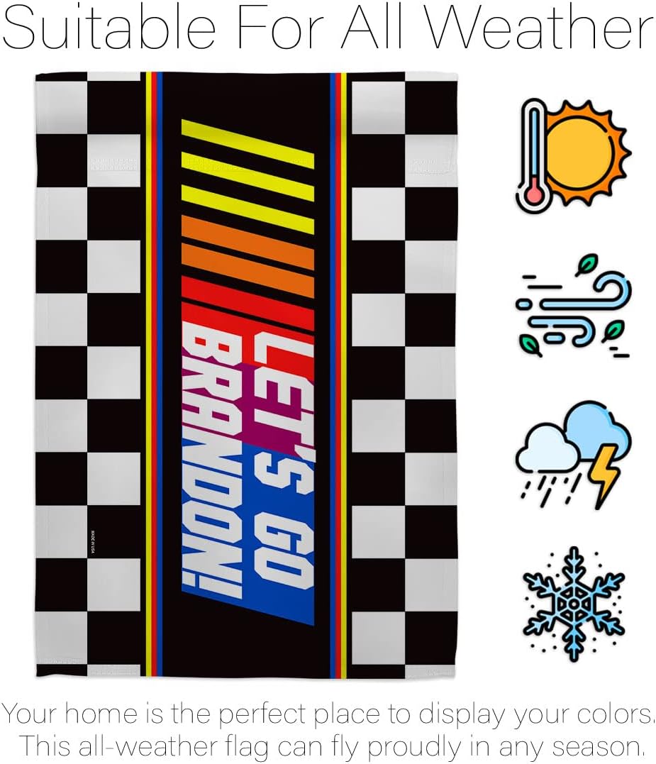 Race Let's Go Brandon Garden Flag Set with Stand Americana Political President Democrat Republican Tea Party United State American Election House Yard Gift Double-Sided, Made in USA