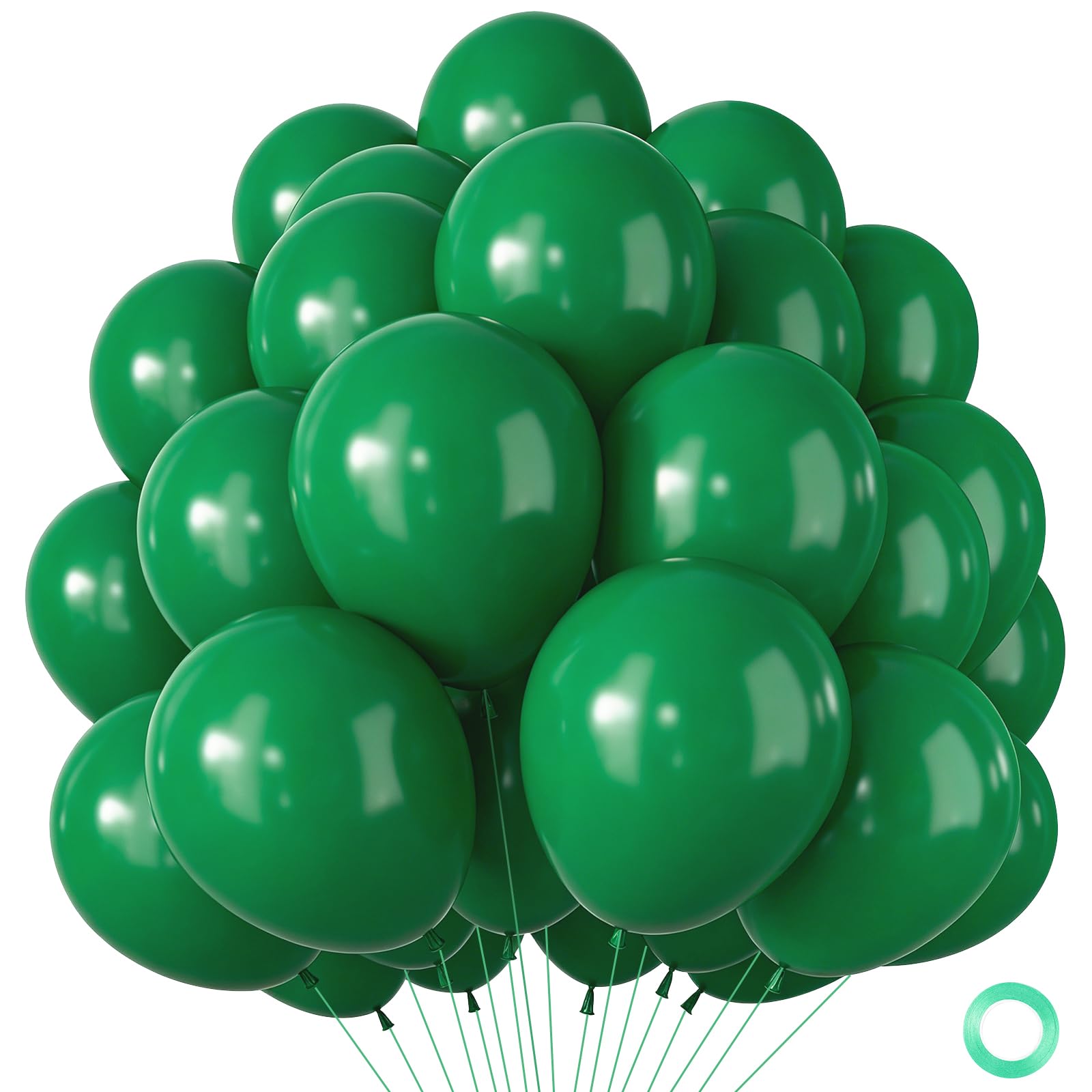 Dark Green Balloons 100 Pack, Strong Thicken Dark Green Birthday Balloons, Round Latex Helium Balloon For Kids Birthday Football Safari Theme Party Engagement Christmas Decorations,12Inch