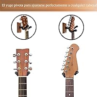 Vista 4 de Soporte de pared para guitarra, 2 unidades, colgador de guitarra de madera de nogal negro, soporte de pared para guitarra en forma de U, soporte
