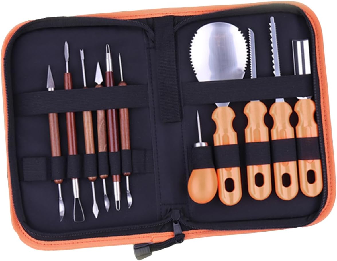 Unomor 36pcs Professional Pumpkin Carving Set Double-sided Stainless Tools for Detailed Sculpting for Halloween Decor and Creative Lantern Designs