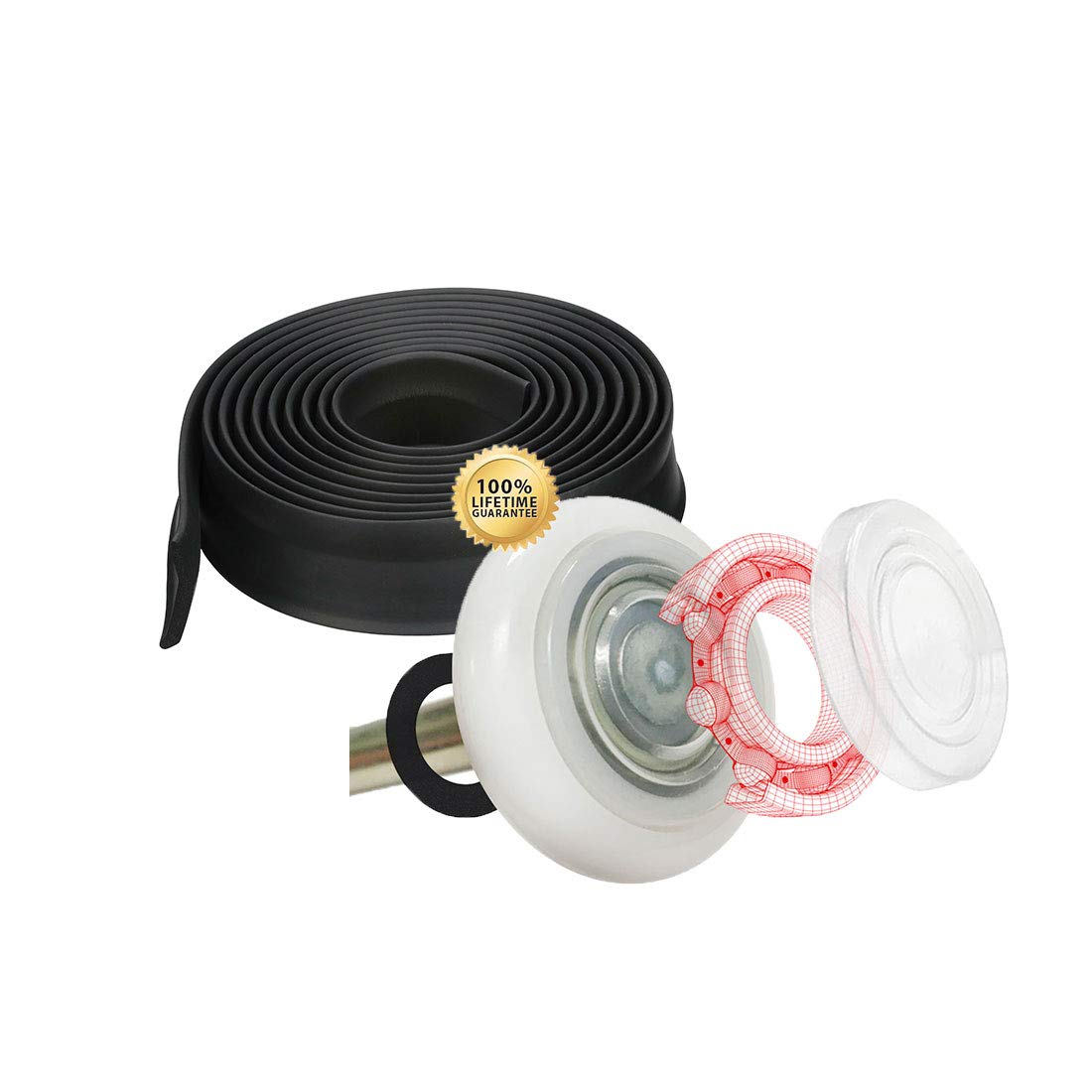 Ultra-Life MAX 4" Stem Rollers with Garage Door Foam Weather Seal (for 16 Foot Doors)