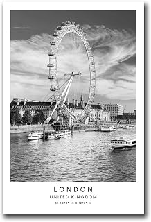 EDBAJUF Canvas Wall Art Prints London Travel Print London Eye Poster Minimalist London Print London Wall Art Kitchen and Dining Room Wall Home Decoration 12x18inch without Frame