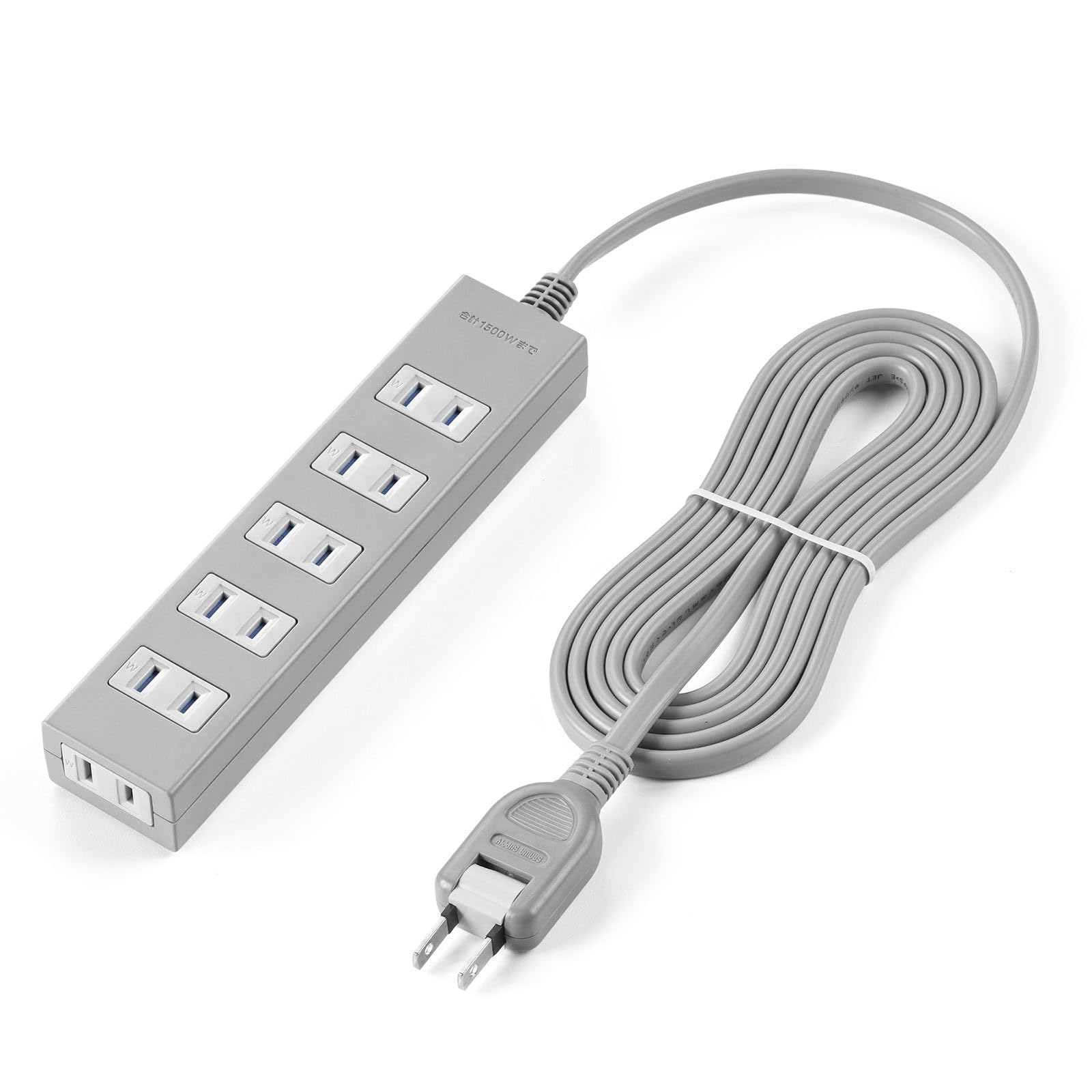 サンワダイレクト 電源タップ 6個口 2m マグネット 雷ガード ほこり防止 スイングプラグ グレー 700-TAP055-2G