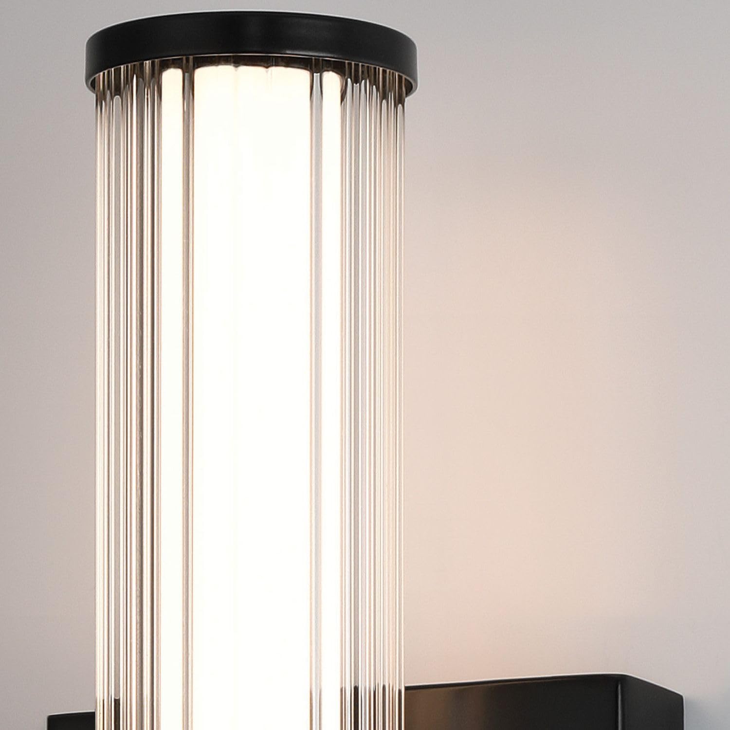 Licht-Erlebnisse LED Wandleuchte Bad IP44 35.5 cm hoch Schwarz Glas Metall 3000 K 985 lm Vintage Design Badezimmerleuchte Wandlampe Spiegel