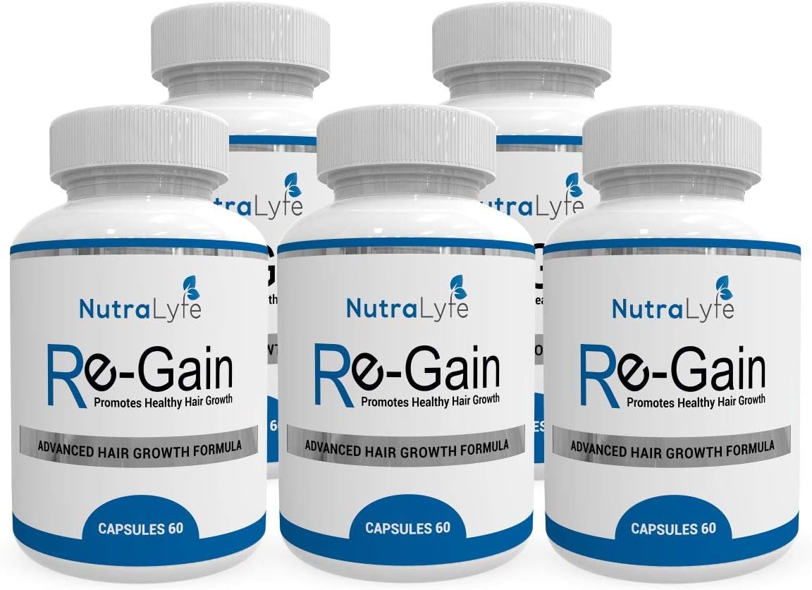 Nutralyfe Regain Herbal Supplement for Hair Loss - 60 Veg Capsules (Pack of 5)