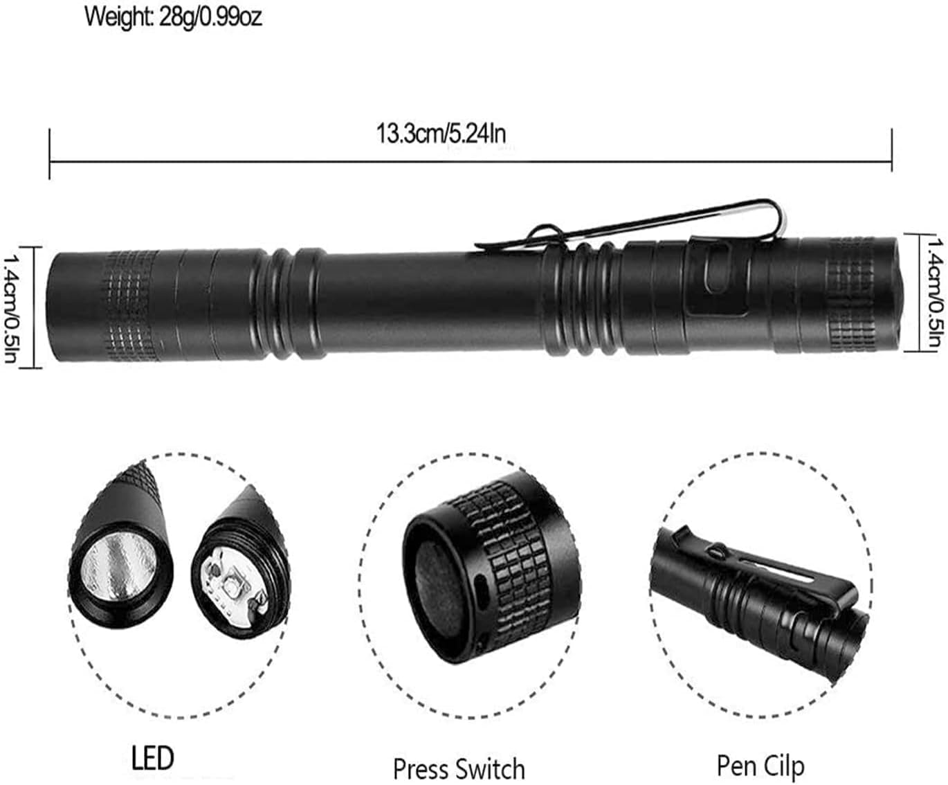 16 Pack Pen Light Flashlight Mini Small Flashlights Bulk with Clip Aluminum Handheld Penlight LED Pocket Torch for Camping, Inspection, Work, and Emergency
