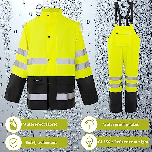 Rain Suit For Men & Women Waterproof Heavy Duty Rain Gear Reflective Jacket for Fishing Outdoor Work Raincoats4