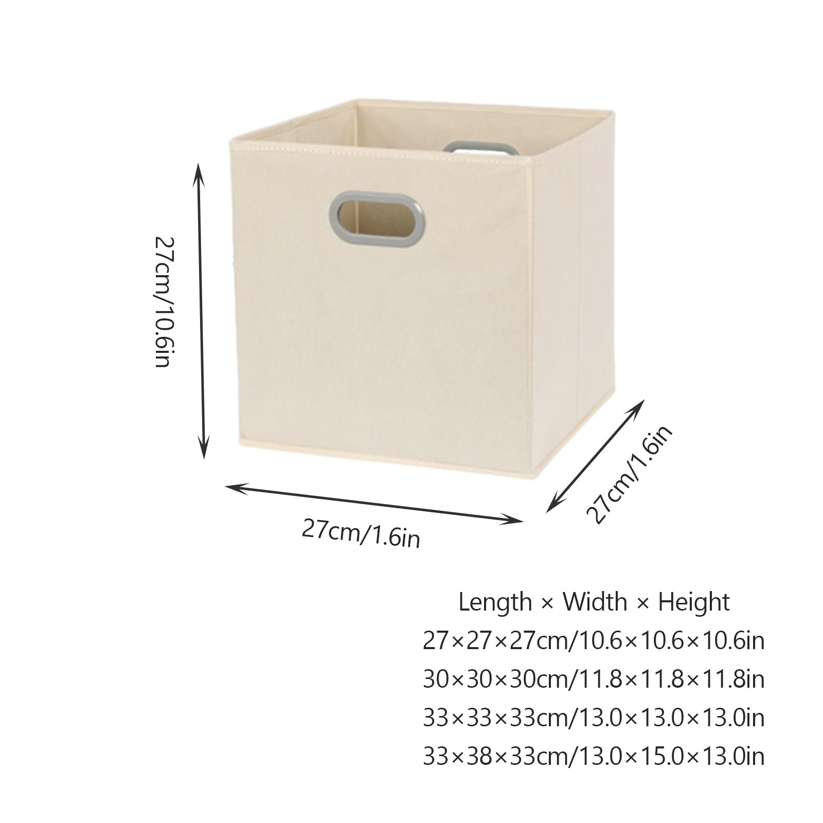 Cesta de Almacenamiento de Tela, Cesta Cúbica de Almacenamiento | Cesta de Almacenamiento con Asas de Plástico, Adecuado for Armarios, Dormitorios(White,33x38cm/13x15.in)