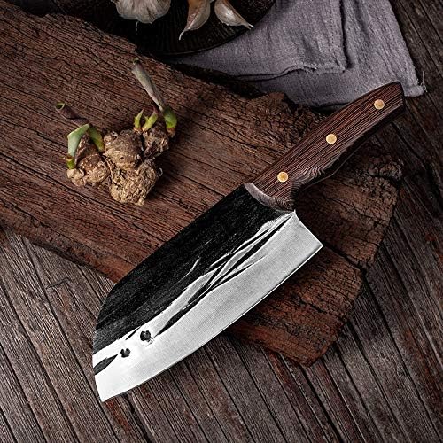 MAYiT Meat Cleaver Knife, 6.9inch Stainless Steel Forged Kitchen Knife Chinese Knife Sharp Blade Meat Cleaver Chopper Knife Kitchen Vegetable Knife Cutter