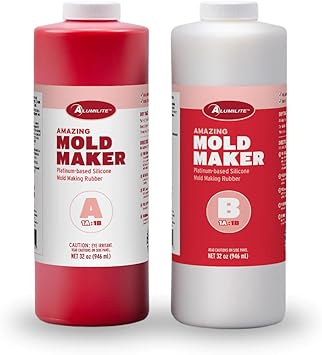 Alumilite Amazing Mold Maker 64 oz with 3 Pack Tray Molds Bundle: Easy-to-Use Platinum Silicone for Intricate Details, Fast Demolding, and Versatile Mold-Making for Crafts