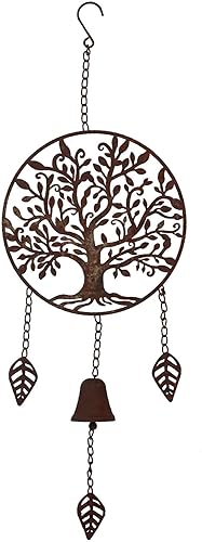 Campana de campana colgante de árbol de la vida para jardín, patio, decoración de metal