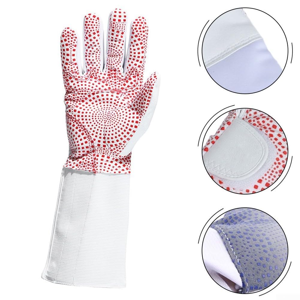 Guanti da recinzione traspiranti con palmo antiscivolo per mano sinistra e destra, in nylon bianco misto cotone, per esercitazioni in foil Epee Xxs attraverso taglie Xxxl