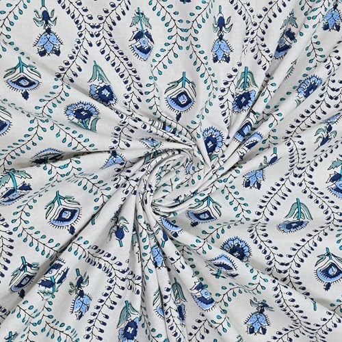 Image of 100% Cotton Single Bedsheet with 1 Pillow Cover | 240 TC Pure Cotton Flat Bed Sheet | Traditional Jaipuri Printed Bedding Set | Soft & Breathable | 60 x 90 Inch (Rangmahal Single 37)