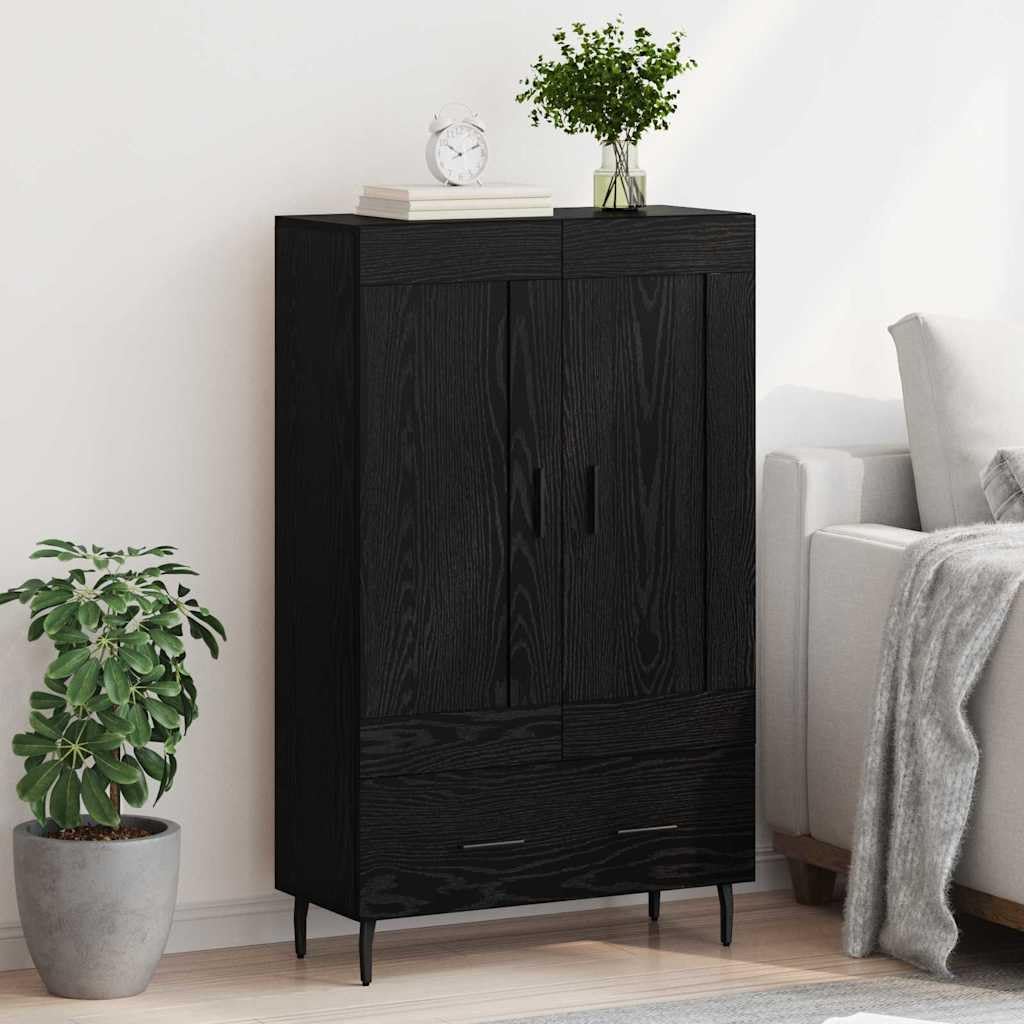 Meuble haut noir aspect chêne 69,5 x 31 x 115 cm