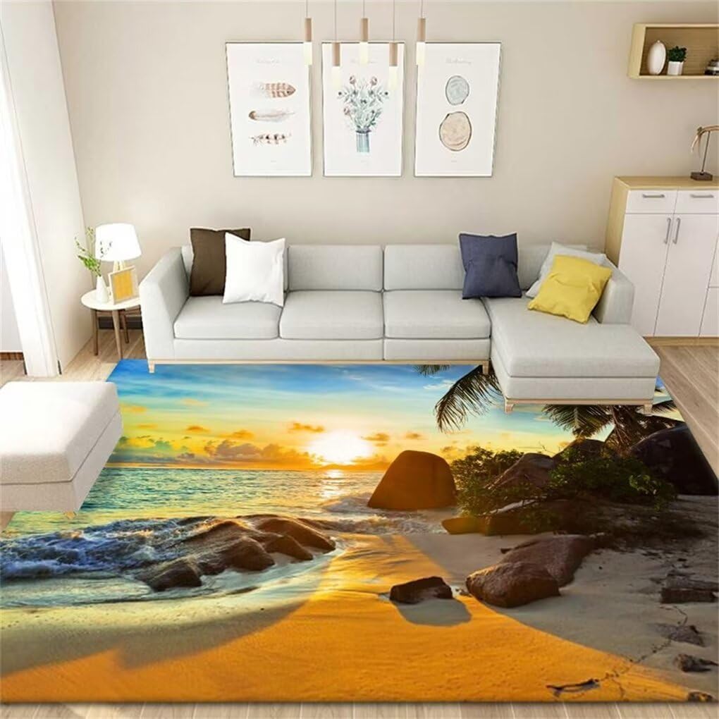 Tapis chambre ado garçon coussin sol enfant tapis bébé 150x200cm lavable jaune salon