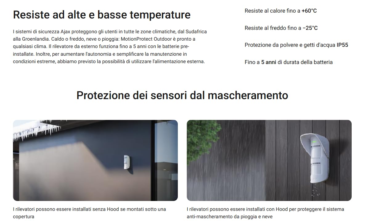 MotionProtect Outdoor Jeweller - Sensore Movimento Wireless da Esterno Bianco - 38197.33.WH1