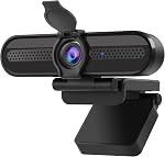 4K Webcam, 120°FOV UHD PTZ PC Camera with Speaker and 4 Microphones, Supporting Remote Control, Digital Zoom, Autofocus, Privacy Cover and Tripod, for Video Calls and Conferences and Live Streaming