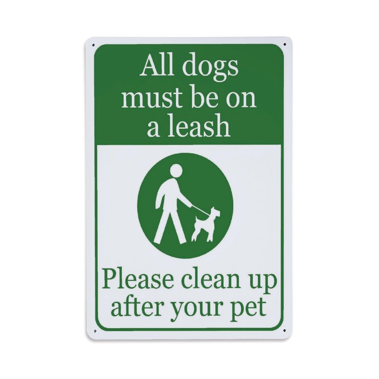 All Dogs Must Be On A Leash Pet Management Sign Vintage Aluminium Metal Sign, Retro Wall Decor for Home, Bar, Garage & Farmhouse 30x20cm