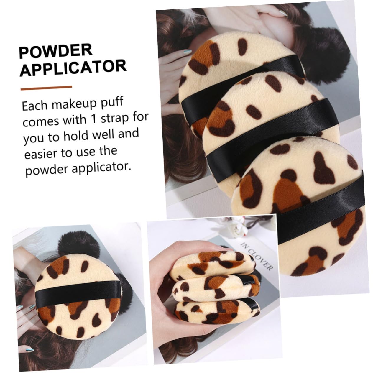 SHERCHPRY 6Pcs Leopard Pattern Makeup Puff Facial Powder Puff for Loose Powder Cosmetic Application Washable Lightweight Compact for