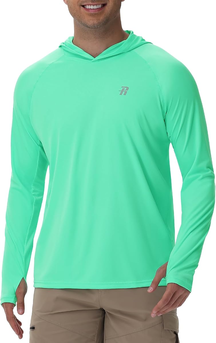 Runhit UPF 50+ Fishing Shirts for Men Long Sleeve Sun Protection Hoodie Lightweight Outdoor Workout Hiking Running Rash Guard