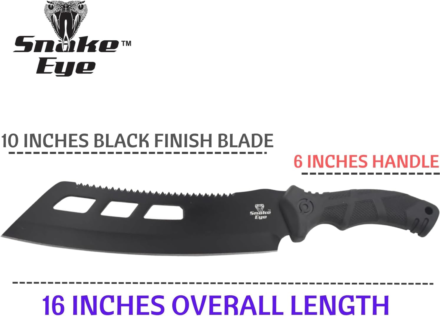 Snake Eye Tactical Fix Blade Rambo Style Survival Hunting Outdoor Knife With Nylon Sheath (Black-1860)