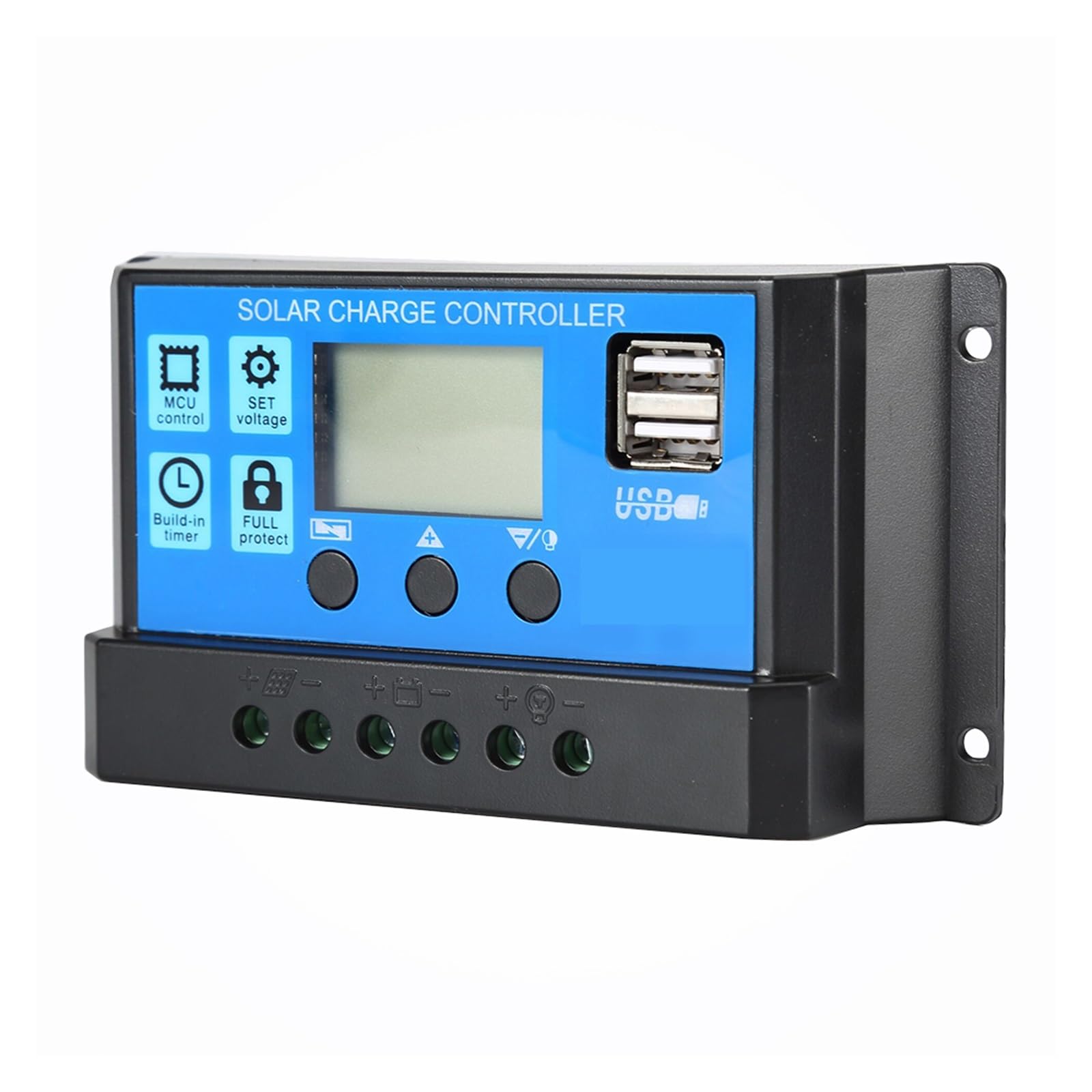 Regolatore Di Carica Solare 10A 20A 30A 40A 50A 60A 12V 24V Auto PWM 5V Uscita PV Batteria Domestica Caricatore LCD Dual USB(40A)