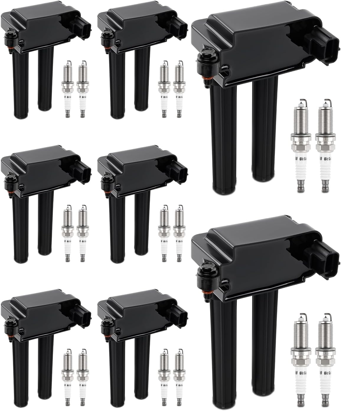 8 PCS UF504 Ignition Coil Pack&Iridium Spark Plugs Compatible with Chrysler Aspen 5.7L 300 5.7/6.1/6.4L, Ignition Coil Compatible with Dodge Challenger Ram 5.7L/6.1L/6.2L/6.4L, Replace IC584 Black