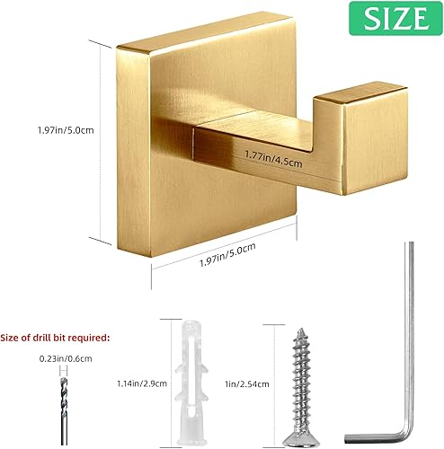 Miniatura 6 de Ganchos para toallas, gancho para bata, gancho para abrigos, acero inoxidable, resistente, para baño, cocina, dormitorio, paquete de 2 unidades,