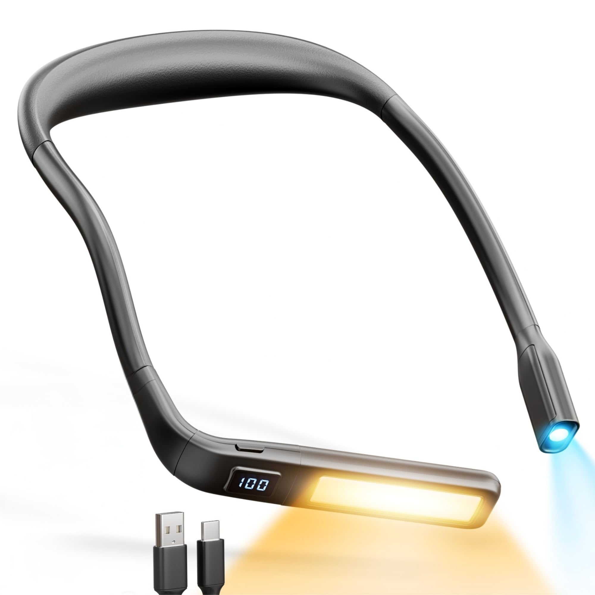 Calméa Neck Reading Light, Rechargeable Book Light for Reading, Night Light - Blue Light Filter,Stepless Dimming,80+ Hrs Runtime,Comfortable and Lightweight for Readers,Craft&Knitting,Fishing,Camping