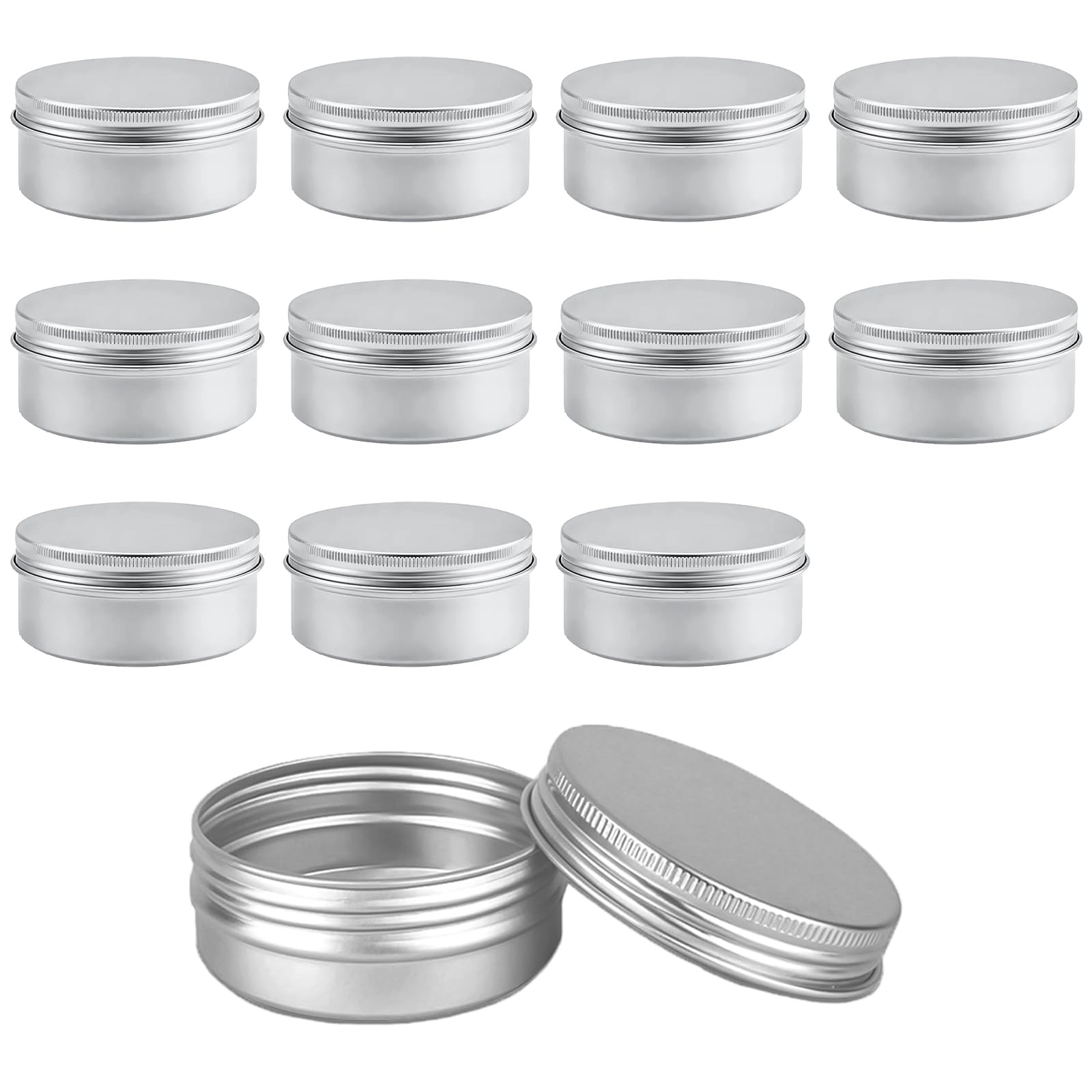 12 PCS 50ML Aluminum Tin Small Jars Empty with Screw Cap Lids