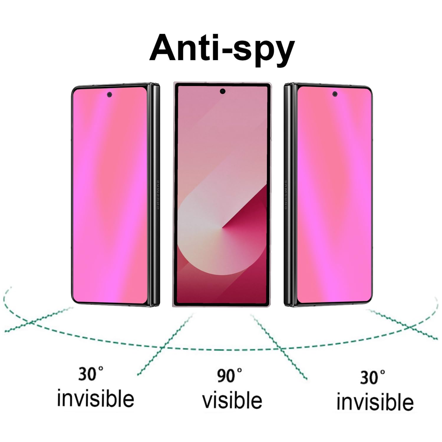 Zewnętrzna ochrona przed niebieskim szkłem hartowanego do Samsung Galaxy Z Fold 6 przednia folia ochronna na ekran antyszpiegowska galwanizowana gradientowa kolorowa