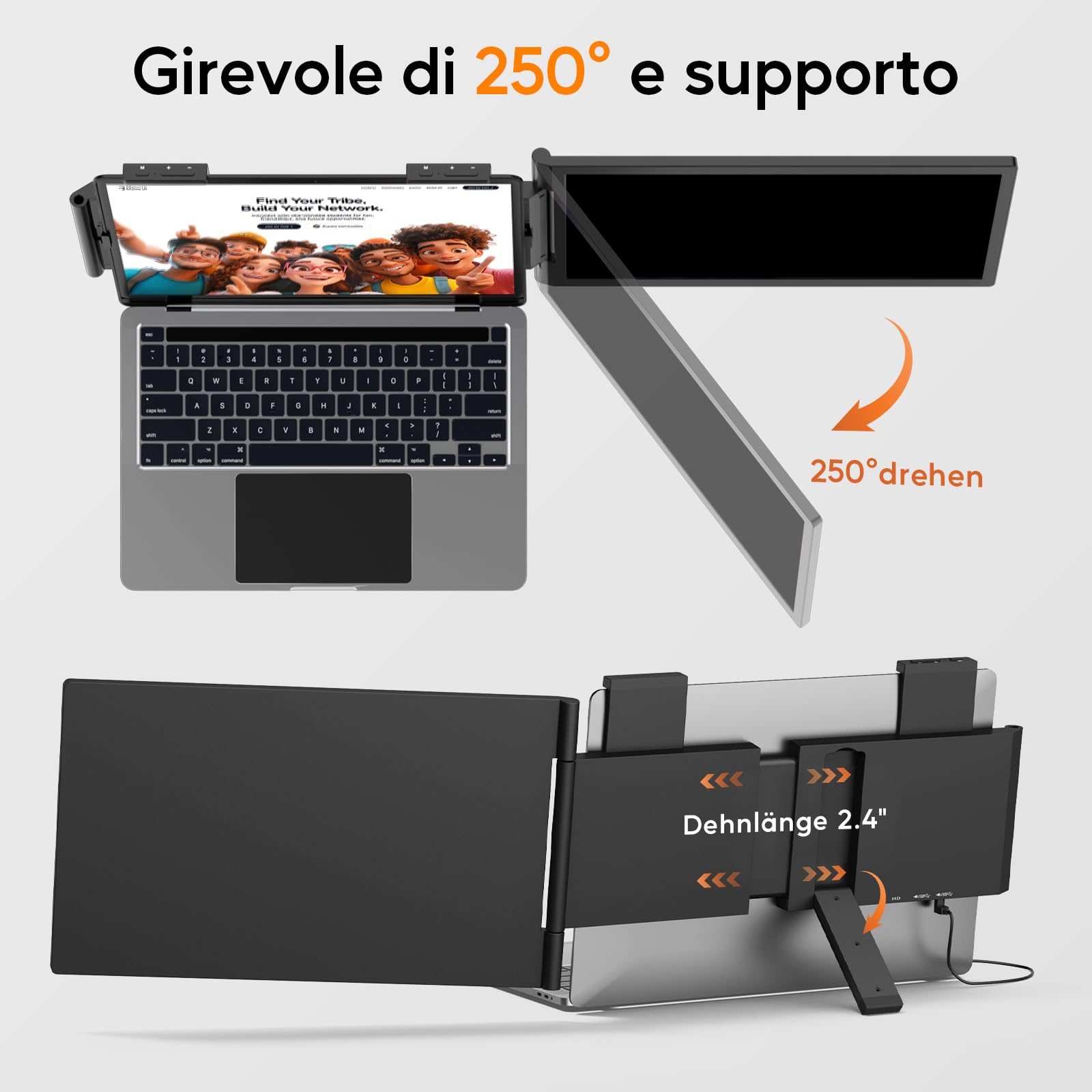MAGICRAVEN Monitor portatile esterno per laptop-14 FHD-estensione schermo per portatile 1080P IPS HDMI/USB-C/A -doppio Schermo Aggiuntivo for 14"-16" Laptop Windows Mac