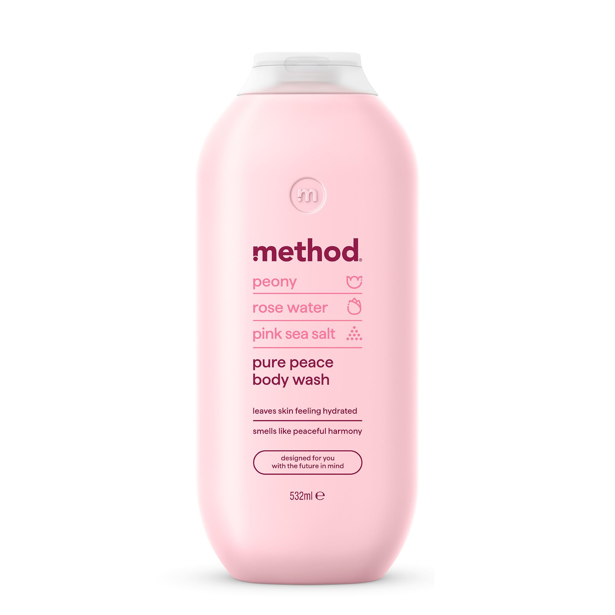 Method Body Wash, Pure Peace, Shower Gel, Peony, Rose Water And Pink Sea Salt Scent, Pack of 1, 532ml.