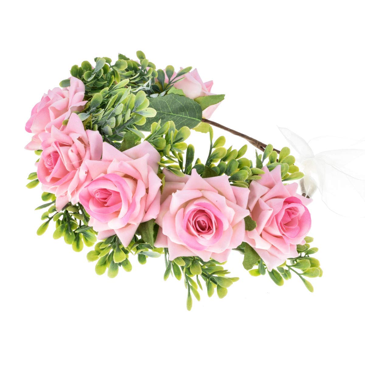 Shiwaki Handmade wreath headdress head flower headband seaside vacation wedding accessories bridesmaid girl flannel head flower(Light pink)