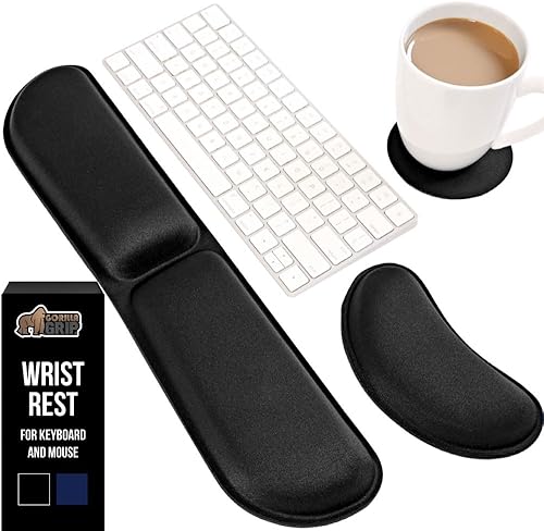 Miniatura 11 de Gorilla Grip - Reposamuñecas ergonómico de espuma viscoelástica de gel suave para teclado y mouse, antideslizante, para aliviar el dolor al