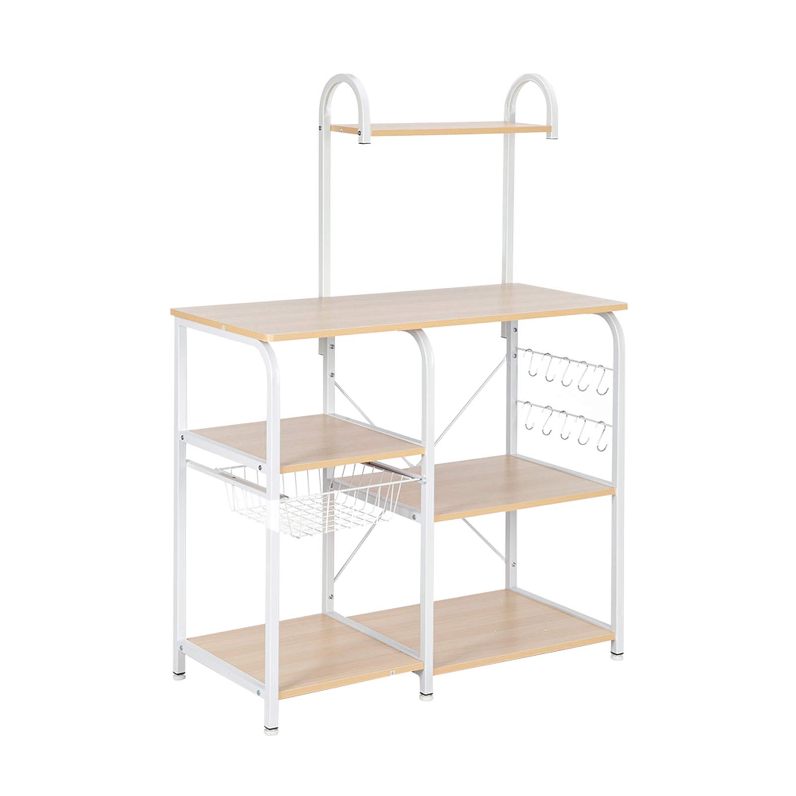 ZHIHUITONG Kitchen Baker's Rack Utility Storage Shelf 35.5" Microwave Stand 4-Tier 3-Tier Shelf for Spice Rack Organizer Workstation with 10 Hooks