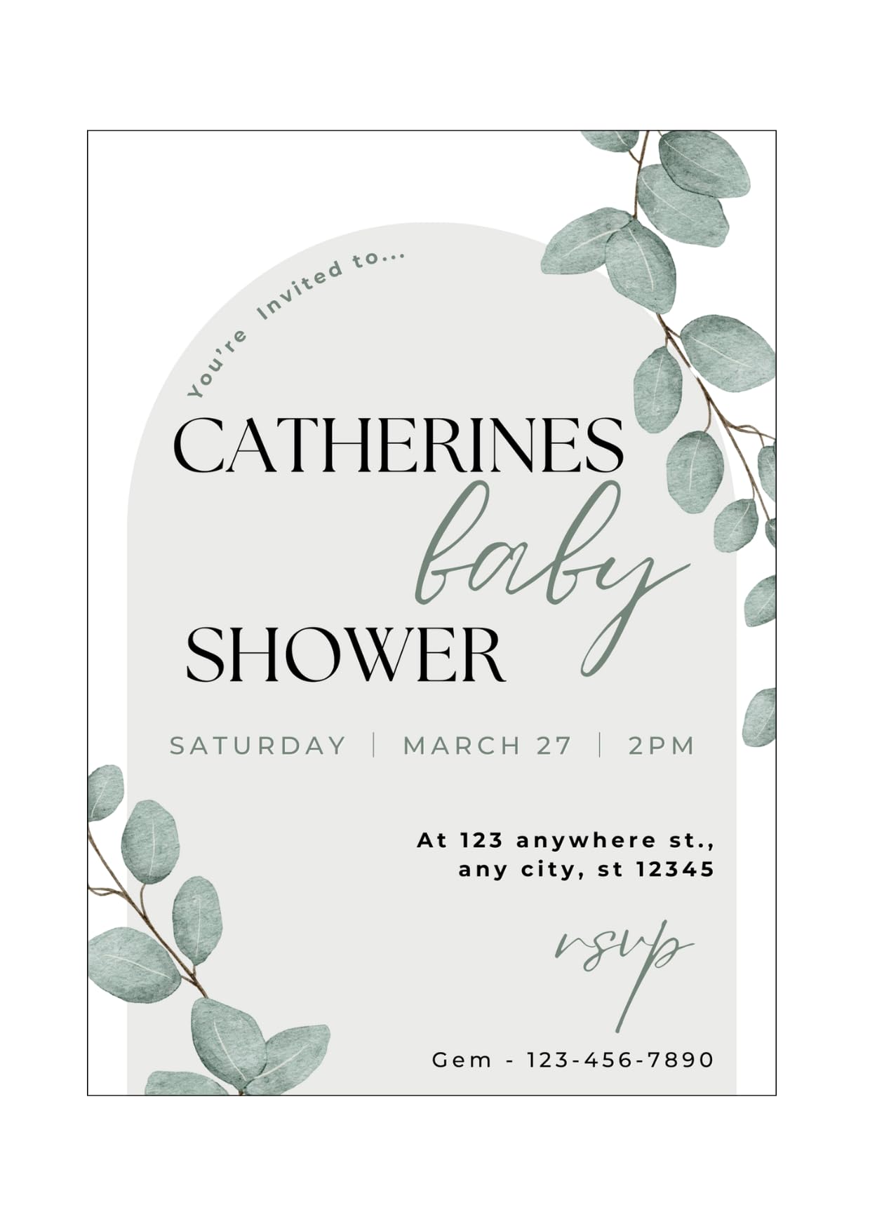 Eucalyptus Theme Baby Shower Invitations, Welcome Sign, Favours, Advice Cards & Games. Perfect Selection Pack for your Baby Shower. (Invitations)