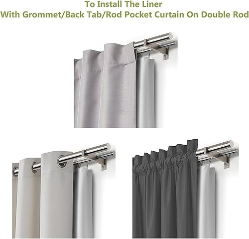 Miniatura 8 de DriftAway Forro de cortina opaca con aislamiento térmico, 2 paneles de cada forro de 50 x 68 pulgadas, anillos incluidos