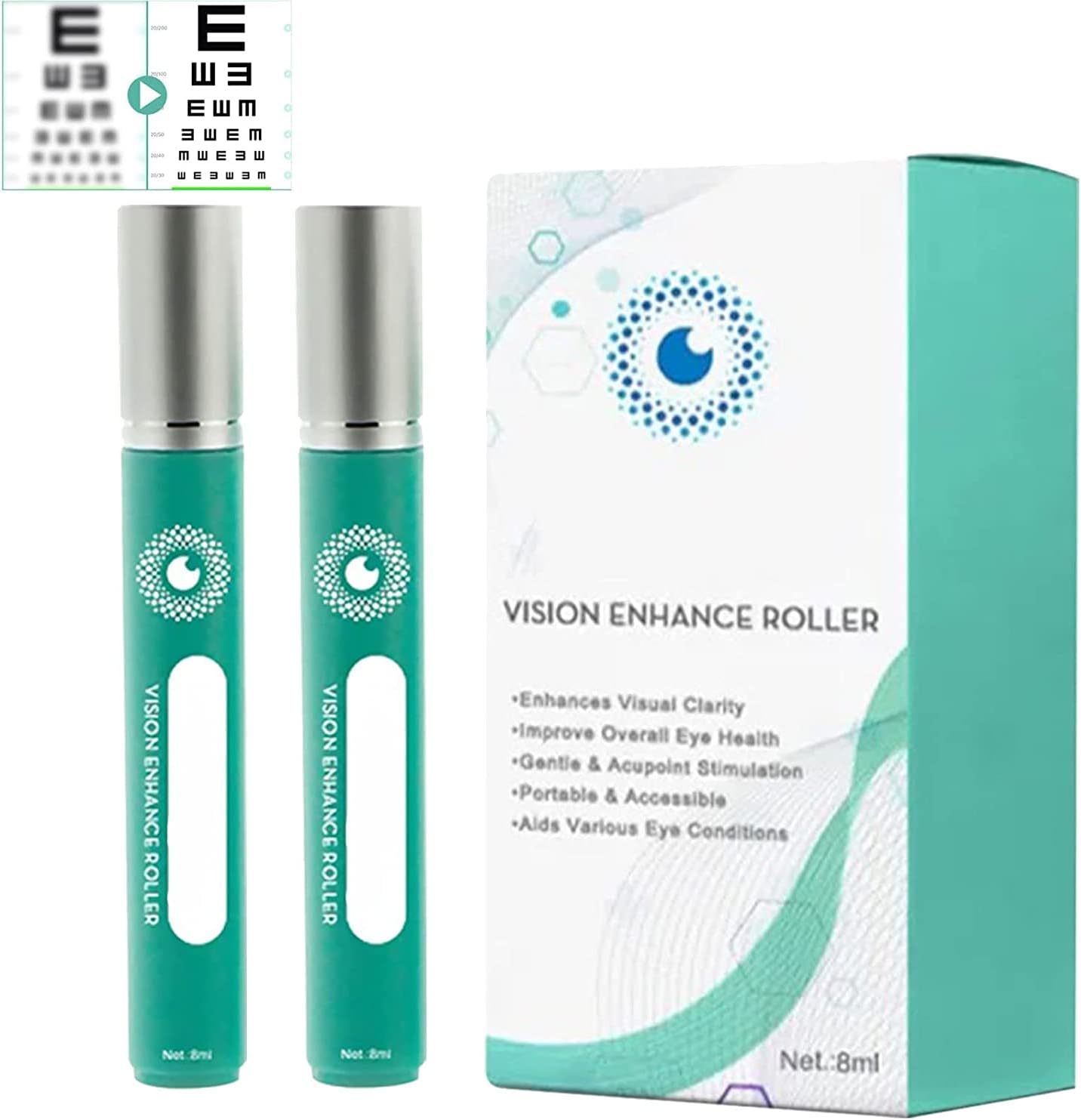 GFOUK Ophthlamed Vision Enhance Roller, Eye Massager for Fatigue Relief and Vision Improvement, Vision Enhance Massage Roller for Eye Strain Relief (2pcs)