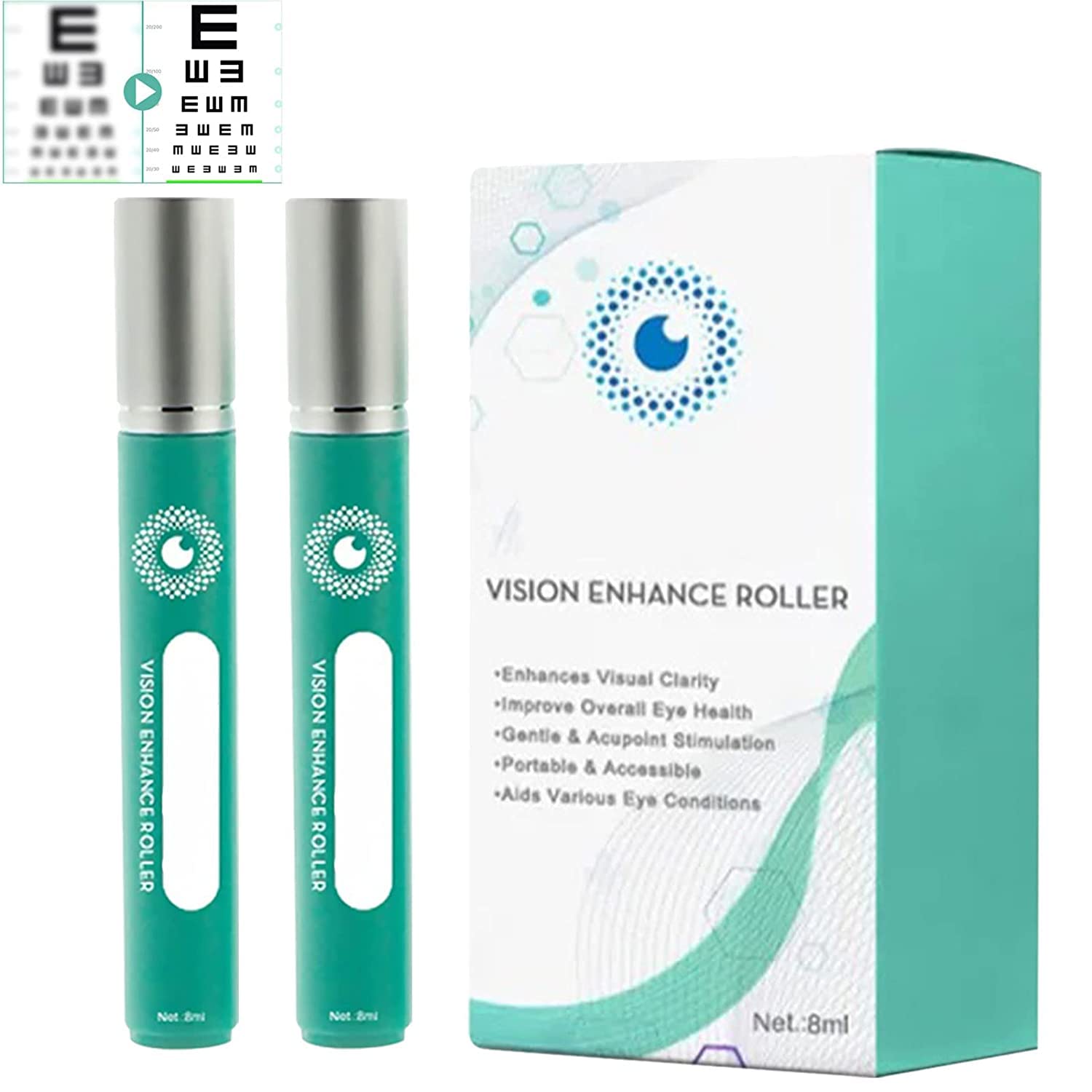 GFOUK Ophthlamed Vision Enhance Roller, Eye Massager for Fatigue Relief and Vision Improvement, Vision Enhance Massage Roller for Eye Strain Relief (2pcs)
